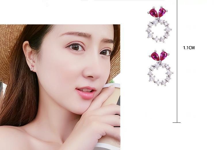 Wholesale Cute Tiny Flower Circle Wreath Love roundness Earrings for Women Water Drop Rhinestone Pendant Accessories Earring VGE153 6