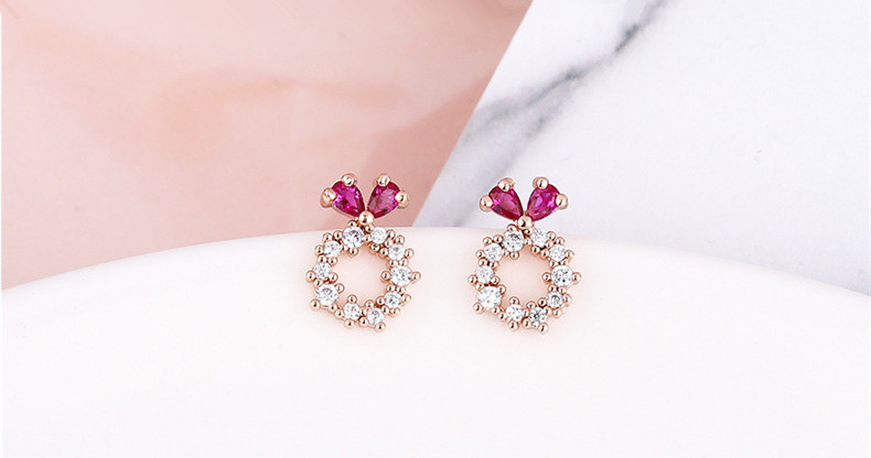 Wholesale Cute Tiny Flower Circle Wreath Love roundness Earrings for Women Water Drop Rhinestone Pendant Accessories Earring VGE153 7