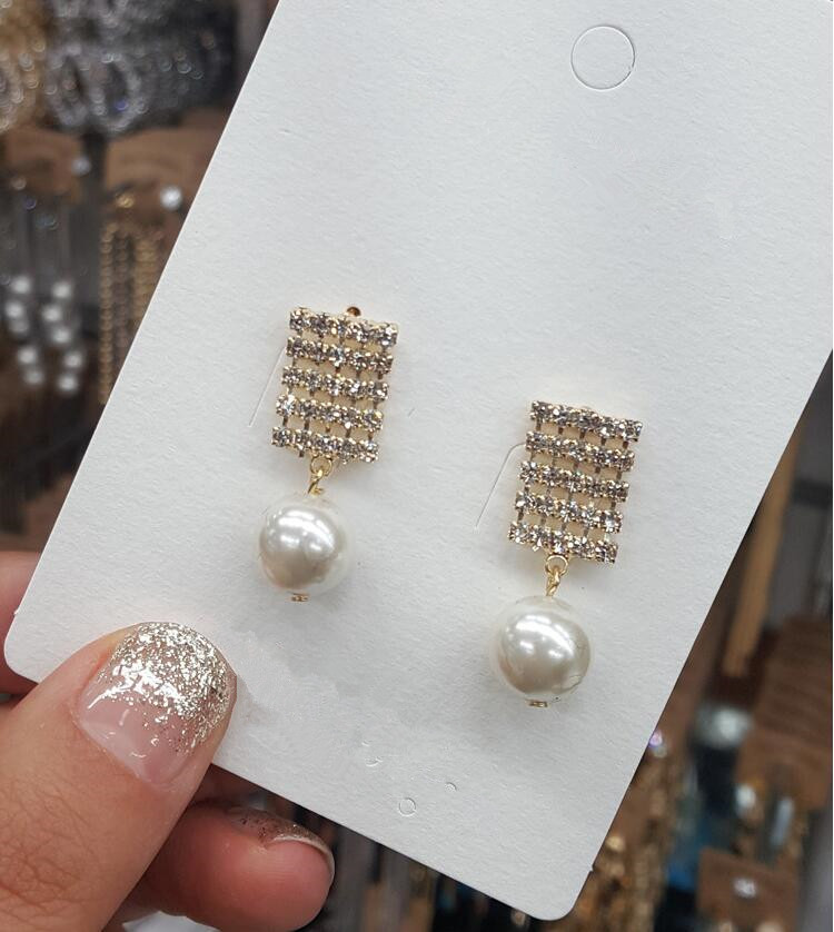 Wholesale Fashion wholesale jewelry Pearl Pendant Zircon Earrings For Women Fashion Wedding Party Jewelry VGE156 2