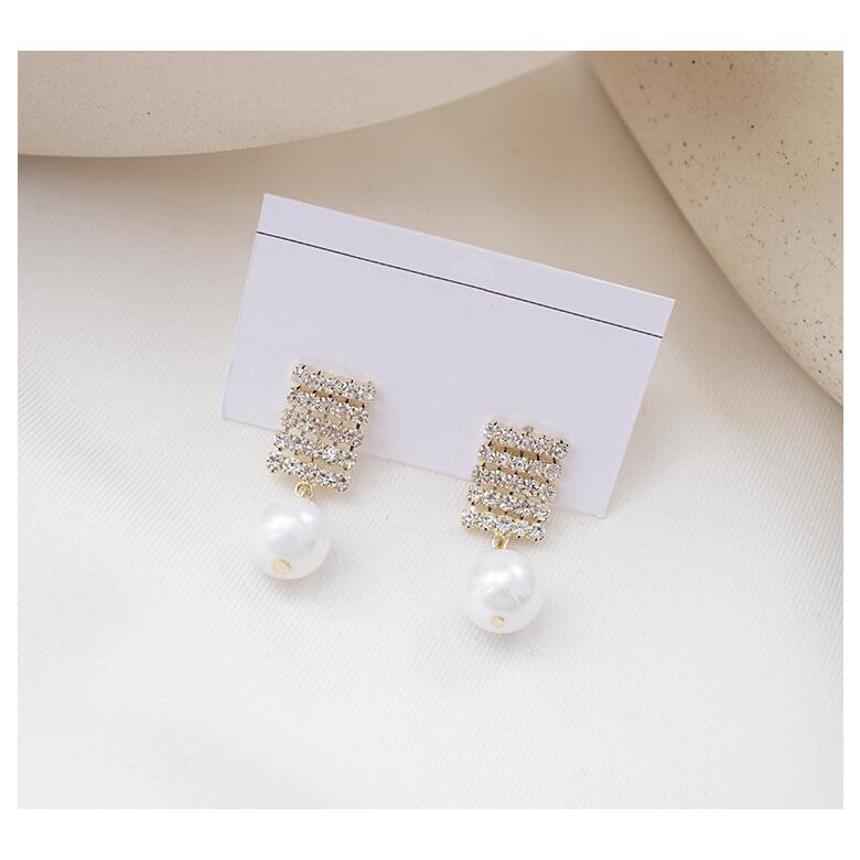 Wholesale Fashion wholesale jewelry Pearl Pendant Zircon Earrings For Women Fashion Wedding Party Jewelry VGE156 3