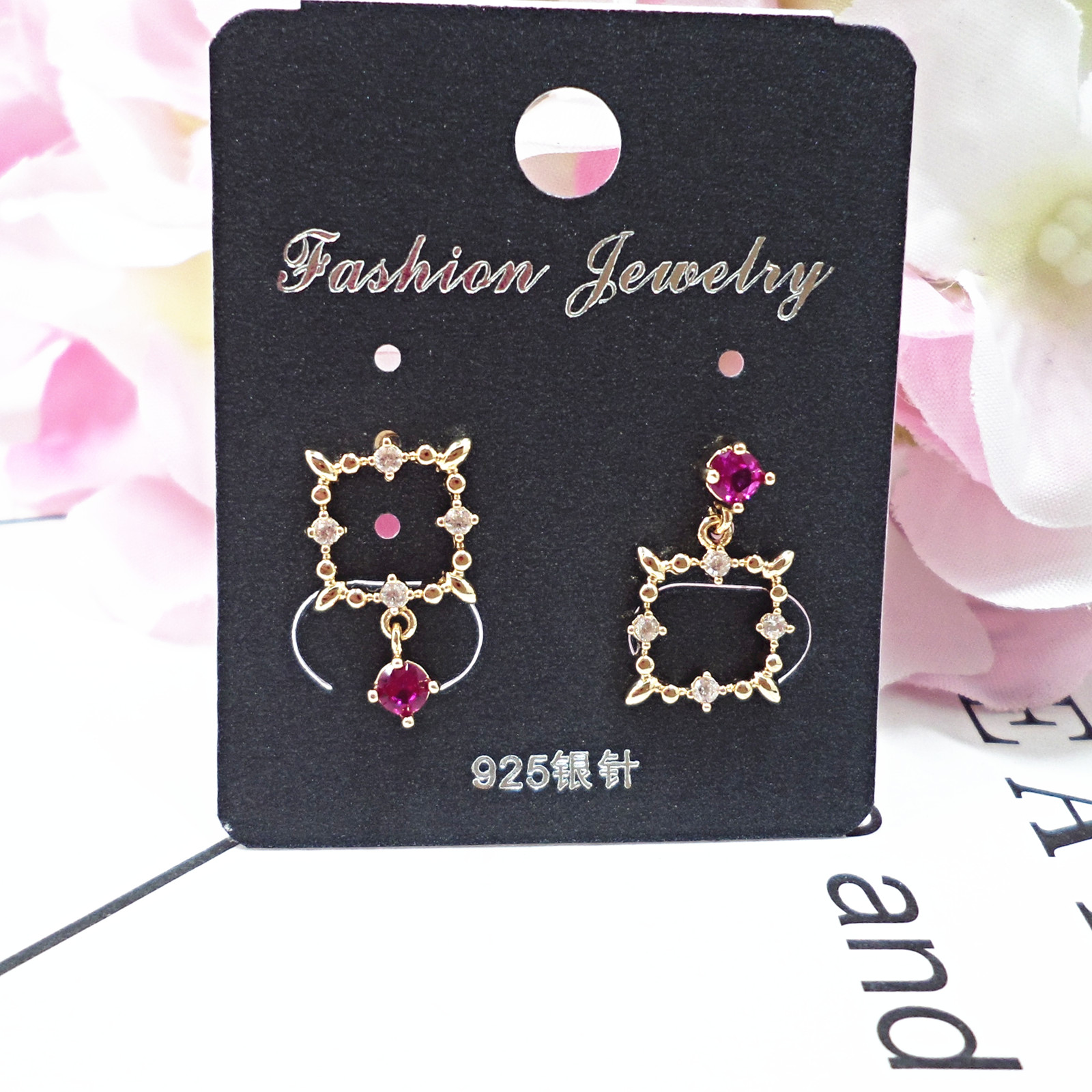Wholesale  2020 new design fashion jewelry zircon earrings simple elegant square party earrings for women VGE157 5