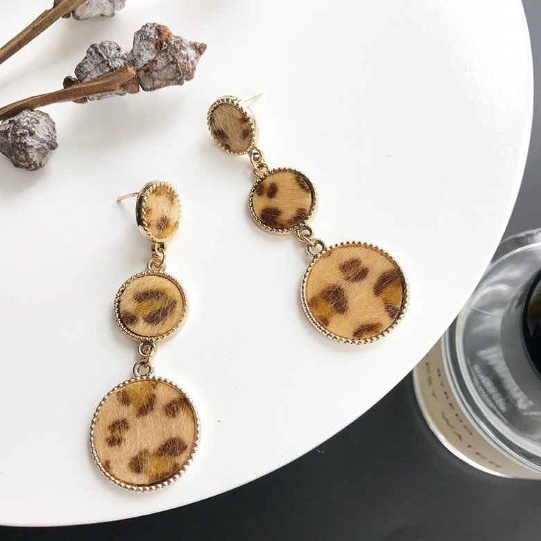 Wholesale AENSOA Leopard Acetic Acid Geometric Resin Drop Earrings For Women Brown Vintage Square Round Statement Earrings Jewelry VGE162 4