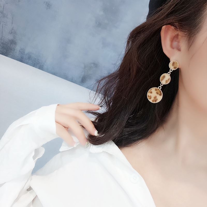 Wholesale AENSOA Leopard Acetic Acid Geometric Resin Drop Earrings For Women Brown Vintage Square Round Statement Earrings Jewelry VGE162 6