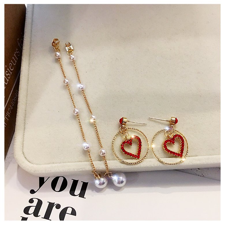 Wholesale New Korean Charm Pearl Tassel Crystal Love Heart Clip Earrings for Women Fashion Earring Luxury Jewelry VGE164 3