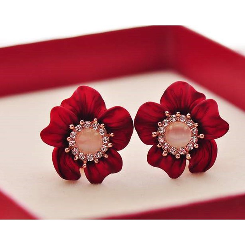 Wholesale Fashion Jewelry Ethnic big Red Drop Earrings Big pebble Earrings Vintage For Women Dangle zircon Earring VGE165 2