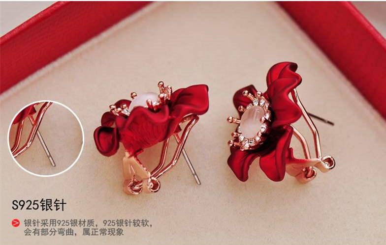 Wholesale Fashion Jewelry Ethnic big Red Drop Earrings Big pebble Earrings Vintage For Women Dangle zircon Earring VGE165 3