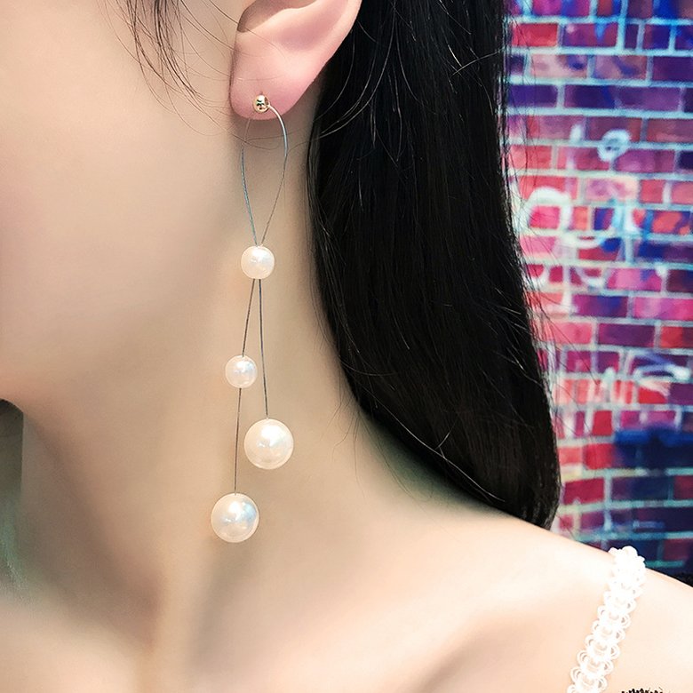 Wholesale Korean Popular New Smooth Pearl Tassel Earrings for Women Girls Baroque Style Female Temperament Jewelry Gift  VGE168 4
