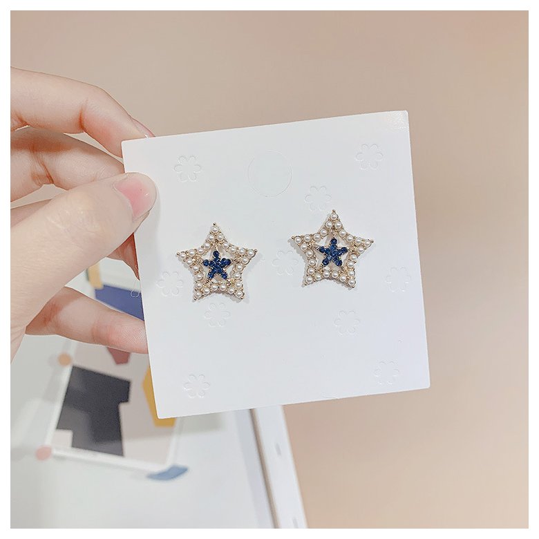 Wholesale Korean Fashion Five-pointed Star Pearl Earrings Simple Design  Earrings For Women Girl Party Wedding Jewelry Gifts VGE170 3