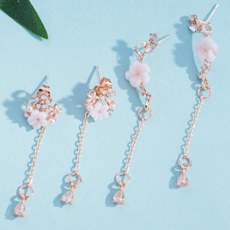 Wholesale Korean Style Shell Flower Delicate Zircon Long Dangle Earrings For Women Brincos Temperament pendientes mujer Jewelry VGE174 0
