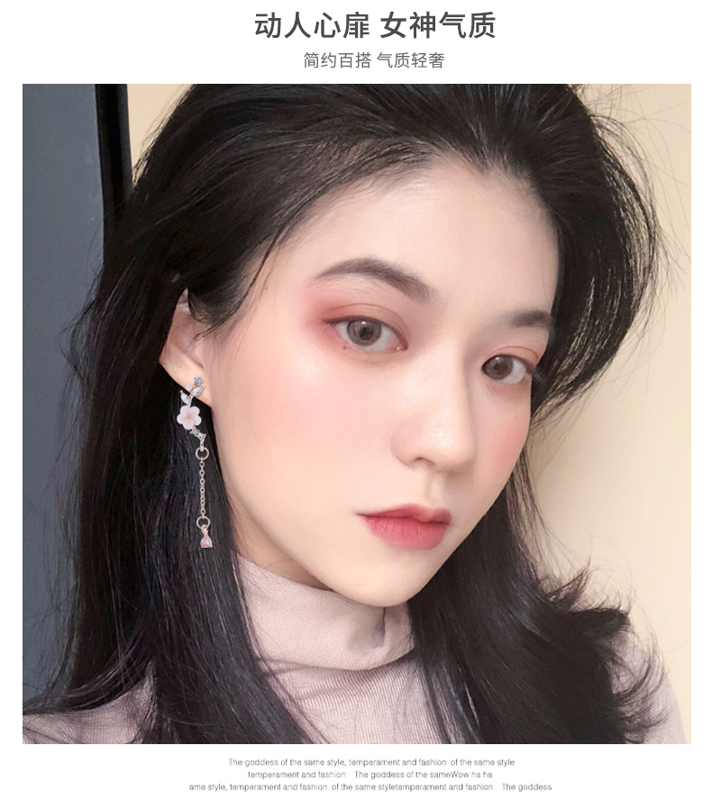 Wholesale Korean Style Shell Flower Delicate Zircon Long Dangle Earrings For Women Brincos Temperament pendientes mujer Jewelry VGE174 5