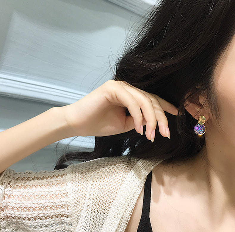 Wholesale New Fashion Round Drop Earrings Women's Geometric Mermaid Sequins Alloy 5 Color Earrings Korean Gold Bijoux Jewelry Gifts VGE175 0