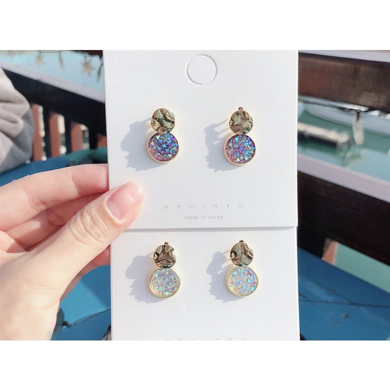 Wholesale New Fashion Round Drop Earrings Women's Geometric Mermaid Sequins Alloy 5 Color Earrings Korean Gold Bijoux Jewelry Gifts VGE175 3