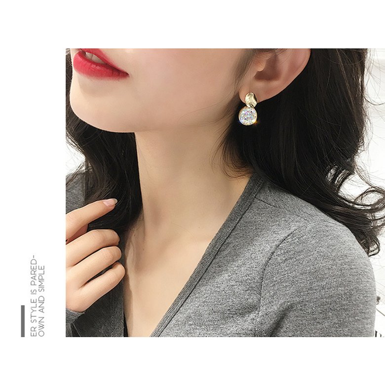 Wholesale New Fashion Round Drop Earrings Women's Geometric Mermaid Sequins Alloy 5 Color Earrings Korean Gold Bijoux Jewelry Gifts VGE175 4