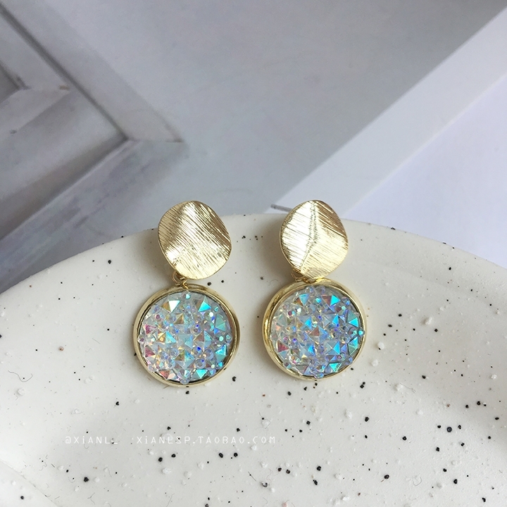 Wholesale New Fashion Round Drop Earrings Women's Geometric Mermaid Sequins Alloy 5 Color Earrings Korean Gold Bijoux Jewelry Gifts VGE175 5