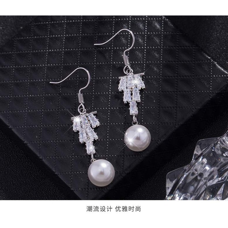 Wholesale Fashion Cubic Zircon Drop & Imitation Pearl Dangle Earrings For Women Bridesmaid Wedding Party Jewelry VGE176 2
