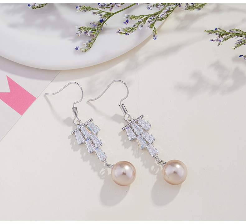 Wholesale Fashion Cubic Zircon Drop & Imitation Pearl Dangle Earrings For Women Bridesmaid Wedding Party Jewelry VGE176 5