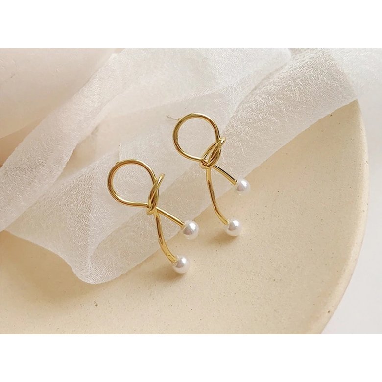 Wholesale  Imitation Pearl knotted Female Elegant Earrings Simple Temperament Korean Fashion Sweet Delicate Earrings Bride Wedding Jewelry VGE179 0