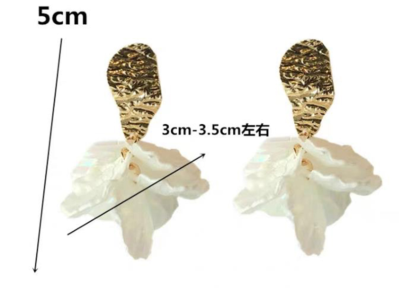 Wholesale Korean White Acrylic Flower Petal Drop Earrings For Women's Fashion Statement Shell Flower Trend Alloy Pendant Earring Jewellery VGE183 0