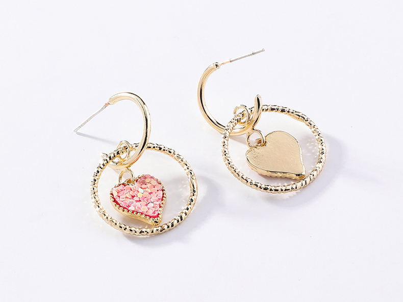 Wholesale Colorful Crystal Stone Love Heart Circle Earrings Jewlery for Women fashion Gift  VGE187 4