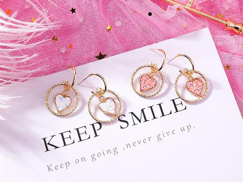 Wholesale Colorful Crystal Stone Love Heart Circle Earrings Jewlery for Women fashion Gift  VGE187 6