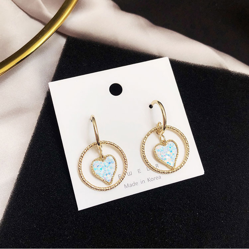 Wholesale Colorful Crystal Stone Love Heart Circle Earrings Jewlery for Women fashion Gift  VGE187 7