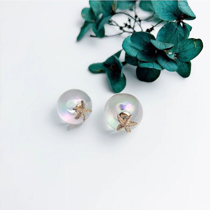 Wholesale Korea New Design Hot Sale Fashion Jewelry Exaggerated Glass Ball Personality  Earrings Simple Round Vacation Earrings VGE189 2