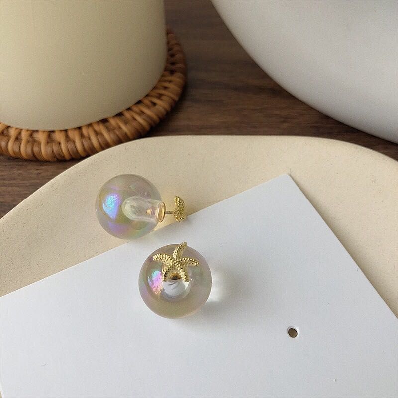 Wholesale Korea New Design Hot Sale Fashion Jewelry Exaggerated Glass Ball Personality  Earrings Simple Round Vacation Earrings VGE189 5