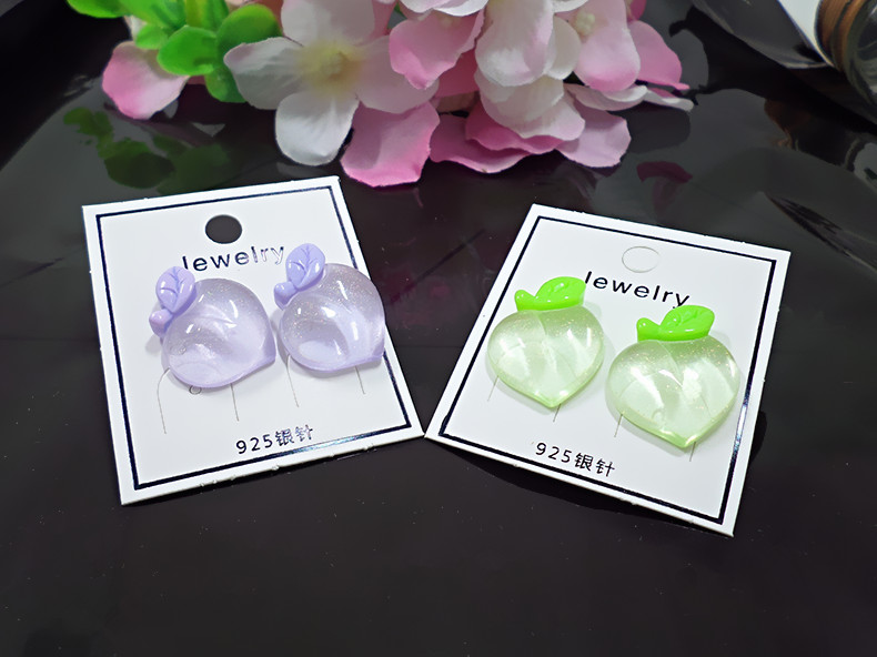Wholesale Shiny Side New Accessories Acrylic Peach Stud Earrings for Women Simple Style Gift Cute Fruit Small Earrings VGE191 0