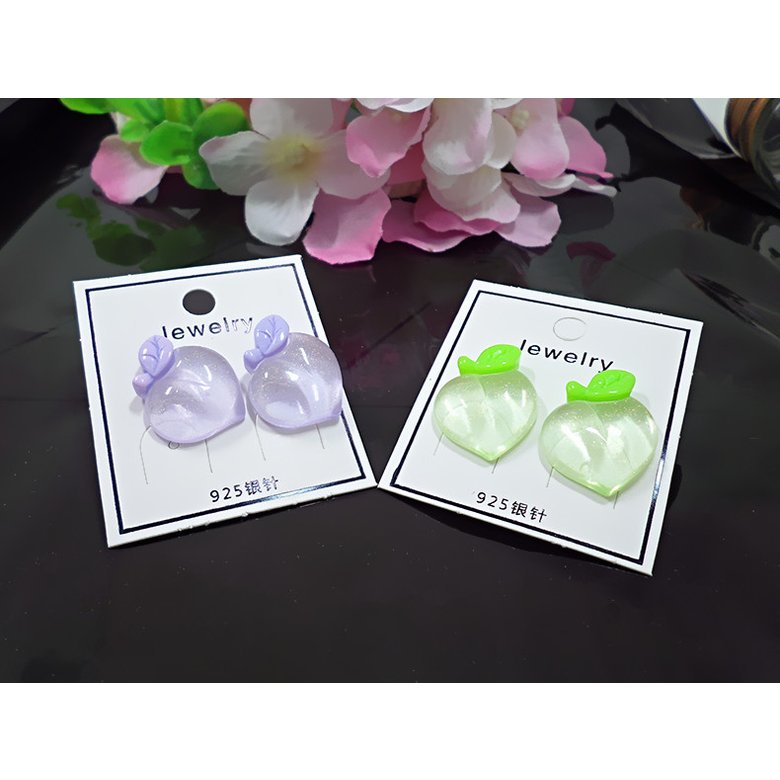 Wholesale Shiny Side New Accessories Acrylic Peach Stud Earrings for Women Simple Style Gift Cute Fruit Small Earrings VGE191 0