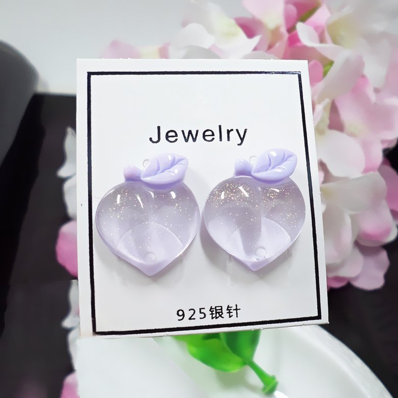 Wholesale Shiny Side New Accessories Acrylic Peach Stud Earrings for Women Simple Style Gift Cute Fruit Small Earrings VGE191 3