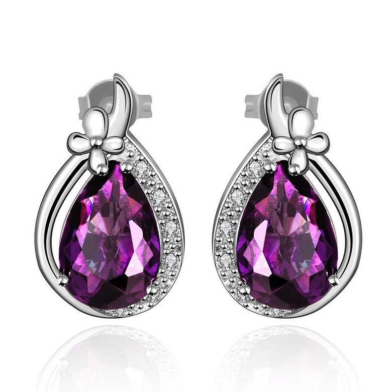 Wholesale Romantic Platinum Water Drop Crystal Jewelry Set TGCJS028 3