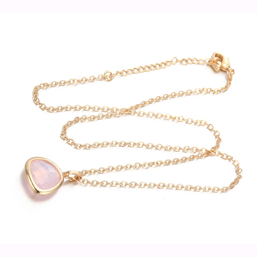 Wholesale Trendy Antique Gold Heart Pink Glass Jewelry Set TGCJS036 5