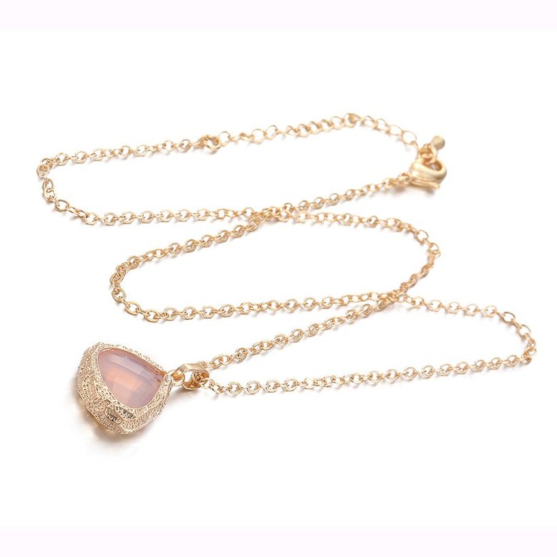 Wholesale Trendy Antique Gold Heart Pink Glass Jewelry Set TGCJS038 4
