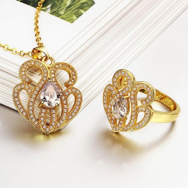 Wholesale Classic 24K Gold Plant CZ Jewelry Set TGGPJS235 0