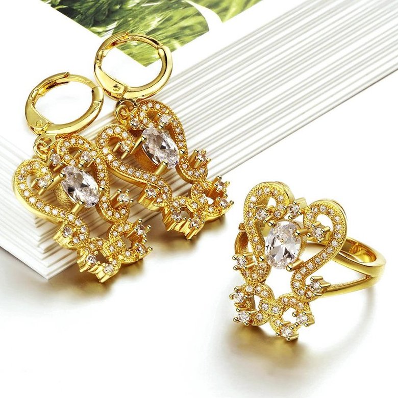 Wholesale Classic 24K Gold Plant CZ Jewelry Set TGGPJS244 4