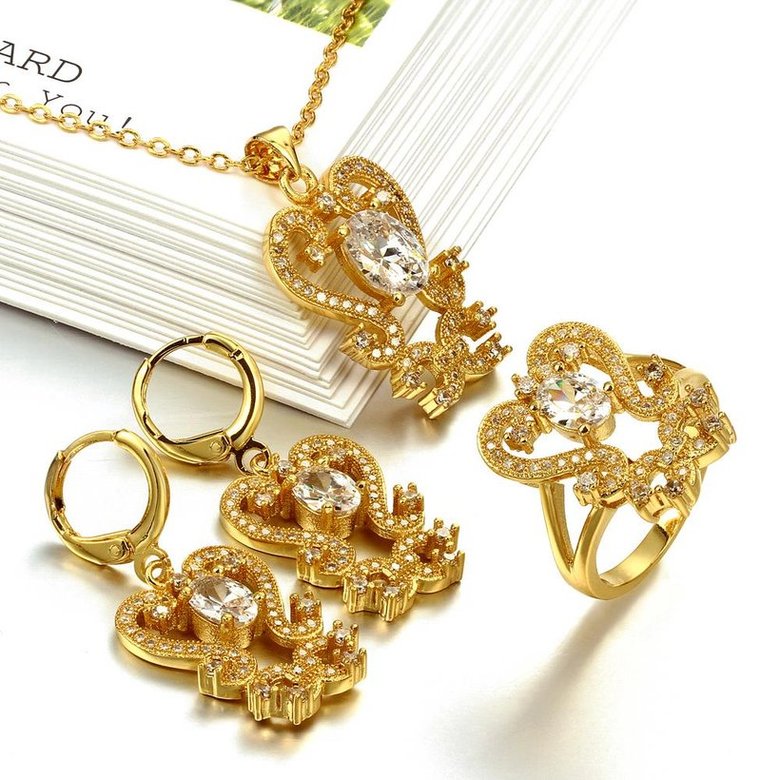 Wholesale Classic 24K Gold Plant CZ Jewelry Set TGGPJS278 0