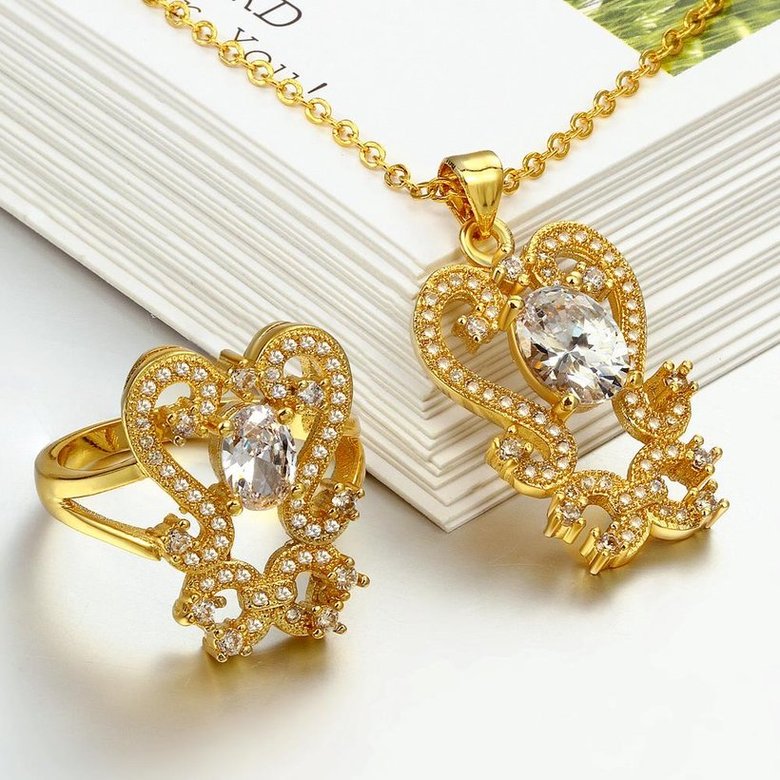 Wholesale Classic 24K Gold Plant CZ Jewelry Set TGGPJS280 1