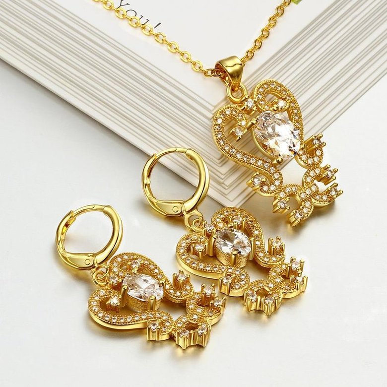 Wholesale Classic 24K Gold Plant CZ Jewelry Set TGGPJS282 0