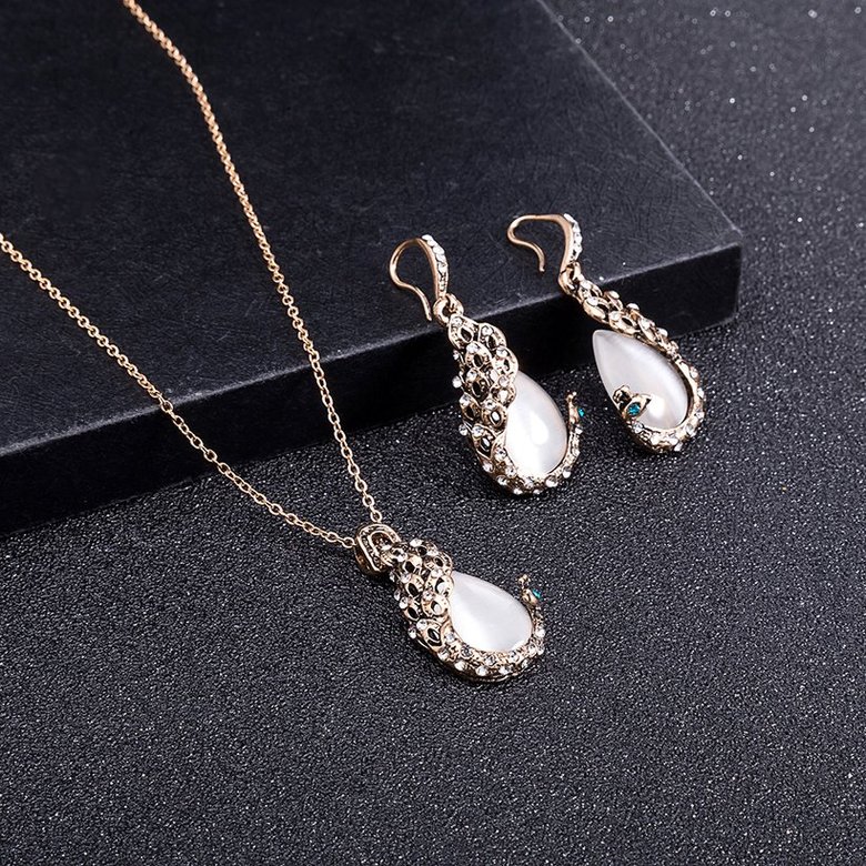 Wholesale Fashion Rhodium Water Drop Glass Jewelry Set TGGPJS091 3