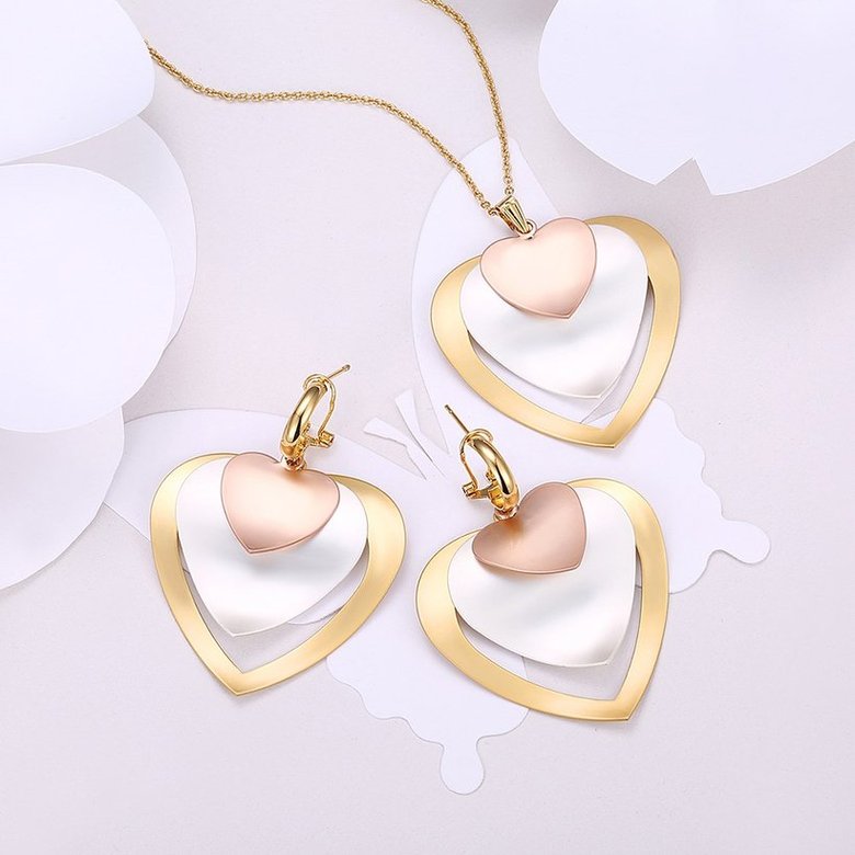 Wholesale Classic Gold Heart Jewelry Set TGGPJS165 0