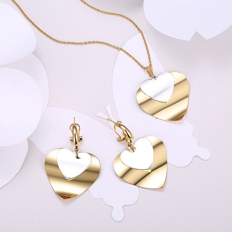 Wholesale Classic Gold Heart Jewelry Set TGGPJS169 0
