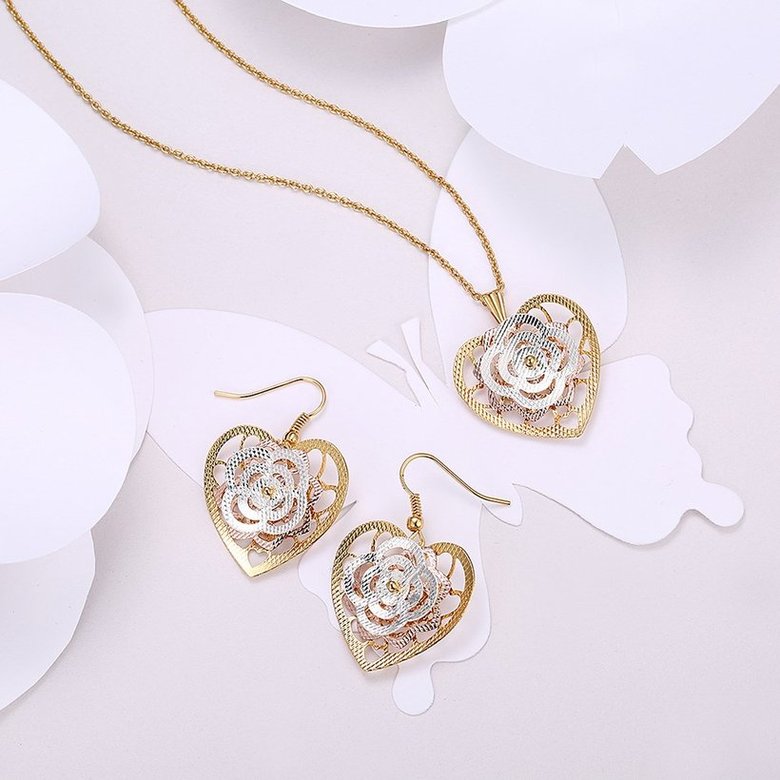 Wholesale Classic Gold Heart Jewelry Set TGGPJS192 0