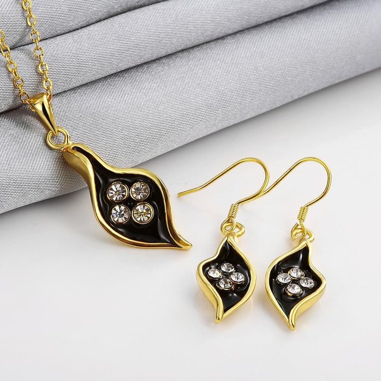 Wholesale Trendy 24K Gold Plant CZ Jewelry Set TGGPJS323 0