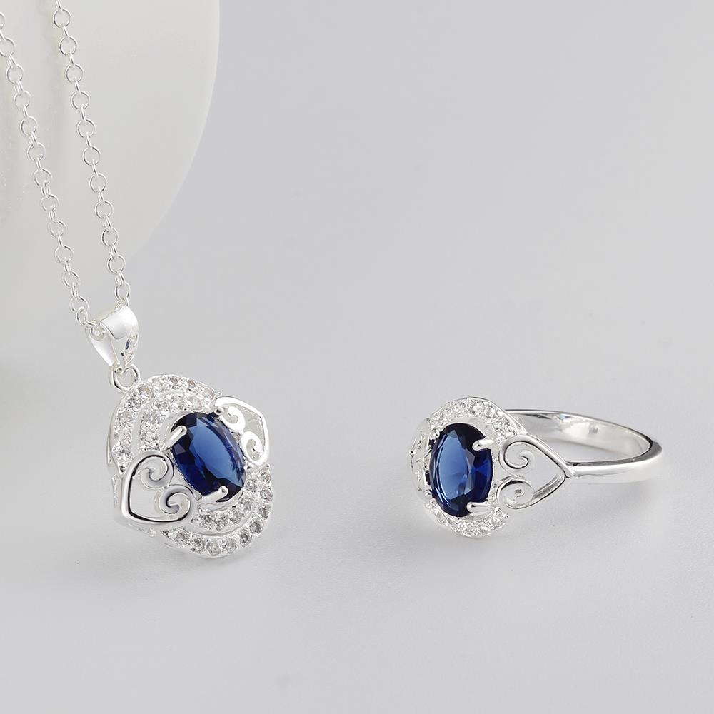 Wholesale Trendy Silver Heart Glass Jewelry Set TGSPJS313 1