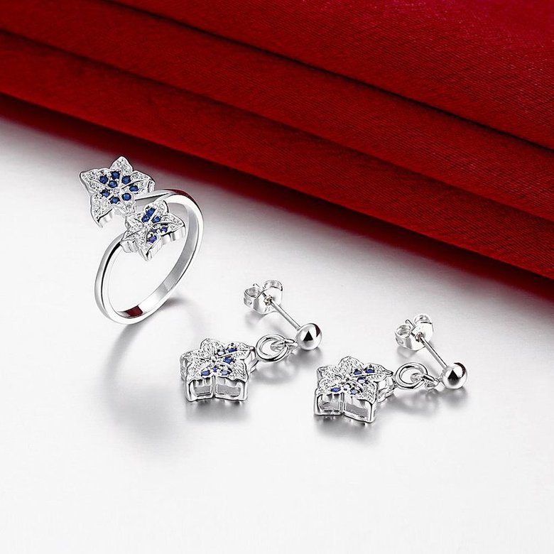 Wholesale Trendy Silver Plant CZ Jewelry Set TGSPJS368 1