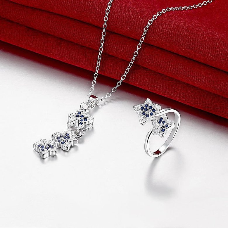 Wholesale Trendy Silver Plant CZ Jewelry Set TGSPJS372 1