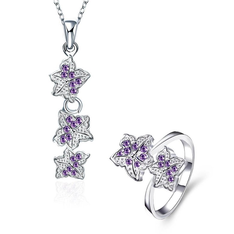 Wholesale Trendy Silver Plant CZ Jewelry Set TGSPJS372 2