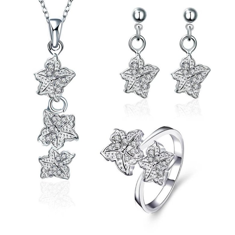 Wholesale Trendy Silver Plant CZ Jewelry Set TGSPJS376 0