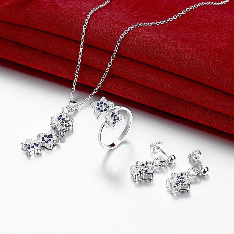 Wholesale Trendy Silver Plant CZ Jewelry Set TGSPJS376 1