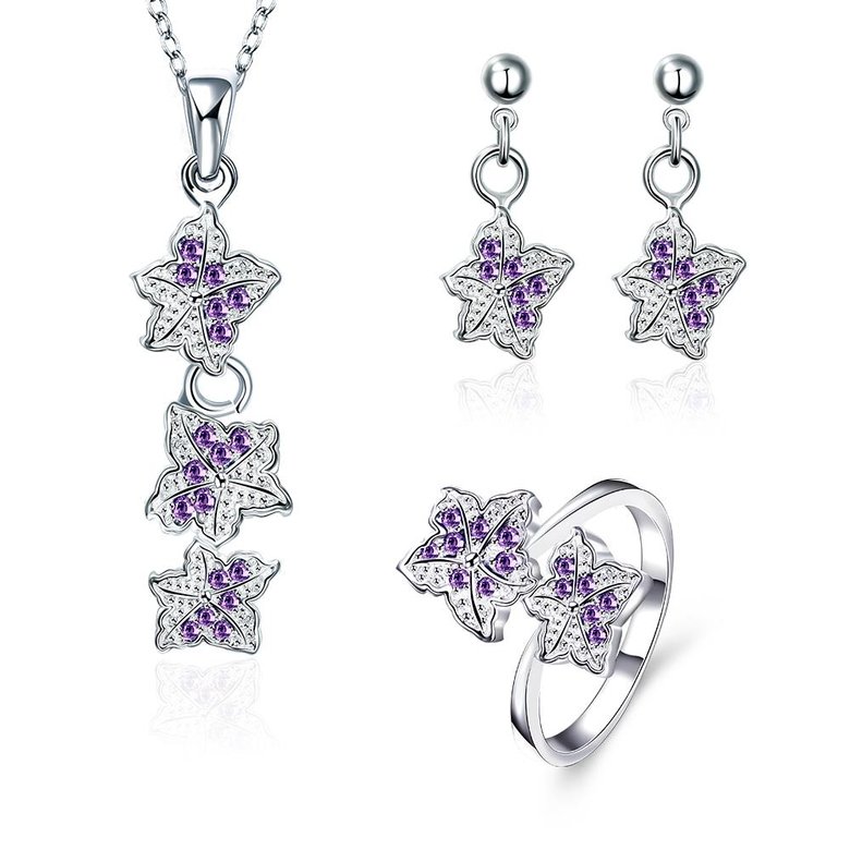 Wholesale Trendy Silver Plant CZ Jewelry Set TGSPJS376 2